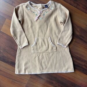 Baby Gap Girls Tan Floral Embroidered Knit Dress Tassel Boho 4 Years 2007